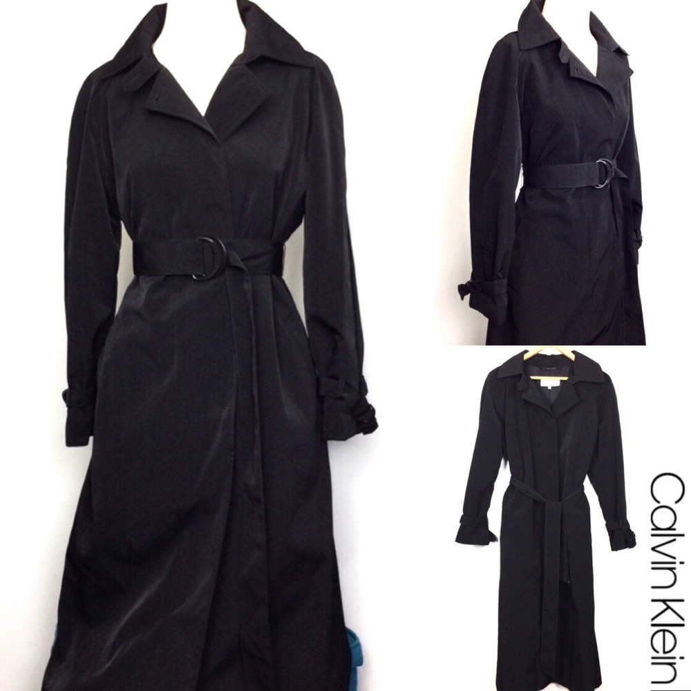 Calvin Klein Black Rain Repellent Trench Coat -Lg